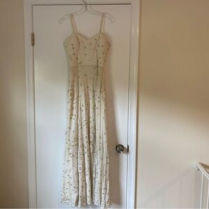 Laundry by Shelli Segal long sleeveless dress w/ bead & embroidery ivory size 4